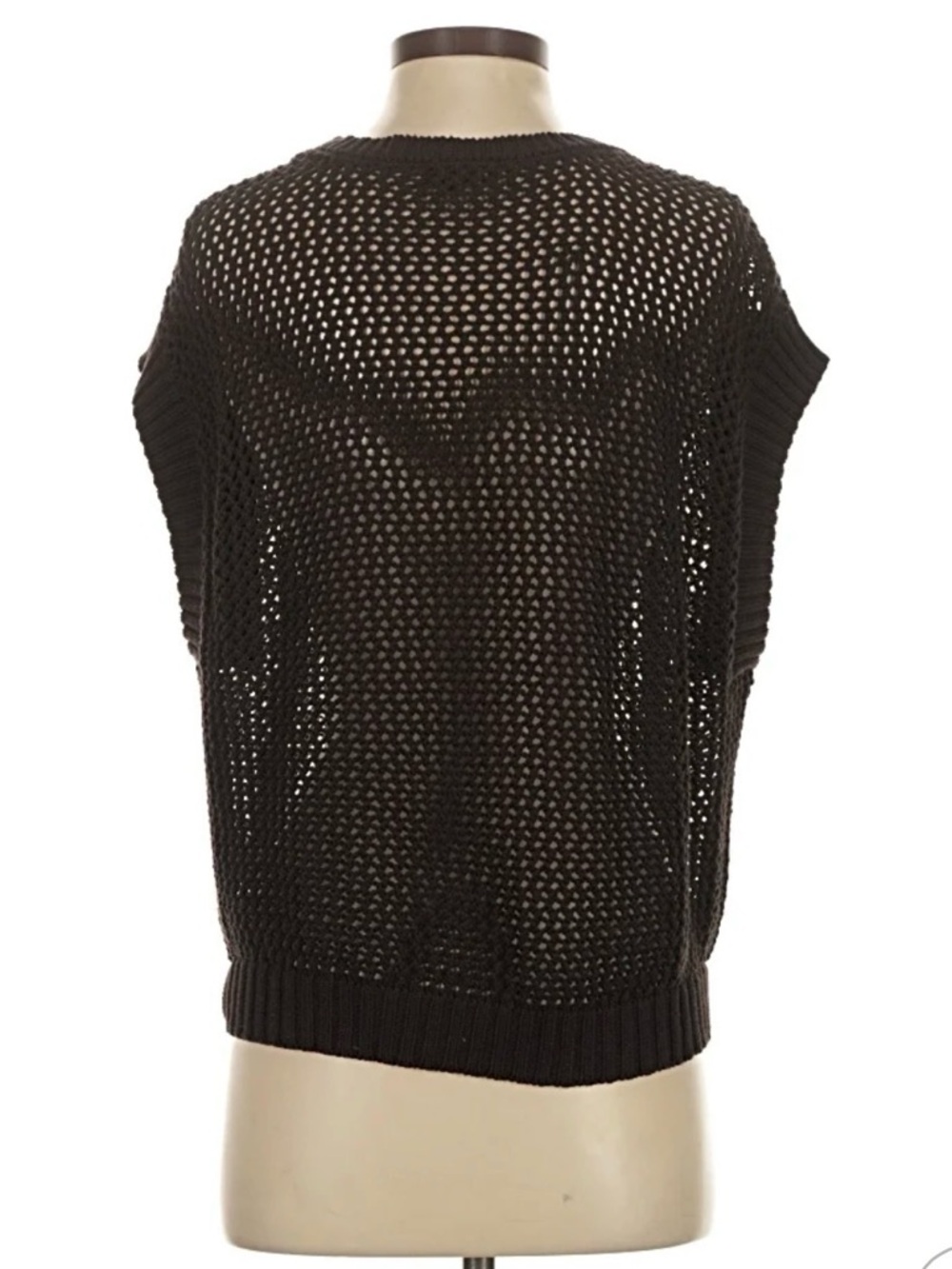 Halogen Open-Knit Black Sleeveless Sweater Top - Picture 2 of 5